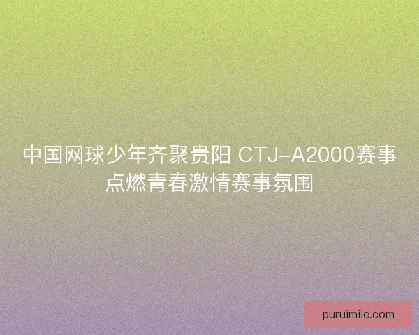中国网球少年齐聚贵阳 CTJ-A2000赛事点燃青春激情赛事氛围