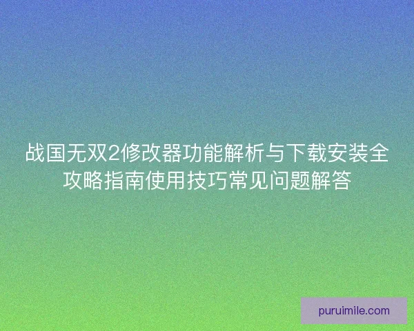 战国无双2修改器功能解析与下载安装全攻略指南使用技巧常见问题解答 战国无双2修改器功能解析与下载安装全攻略指南使用技巧常见问题解答